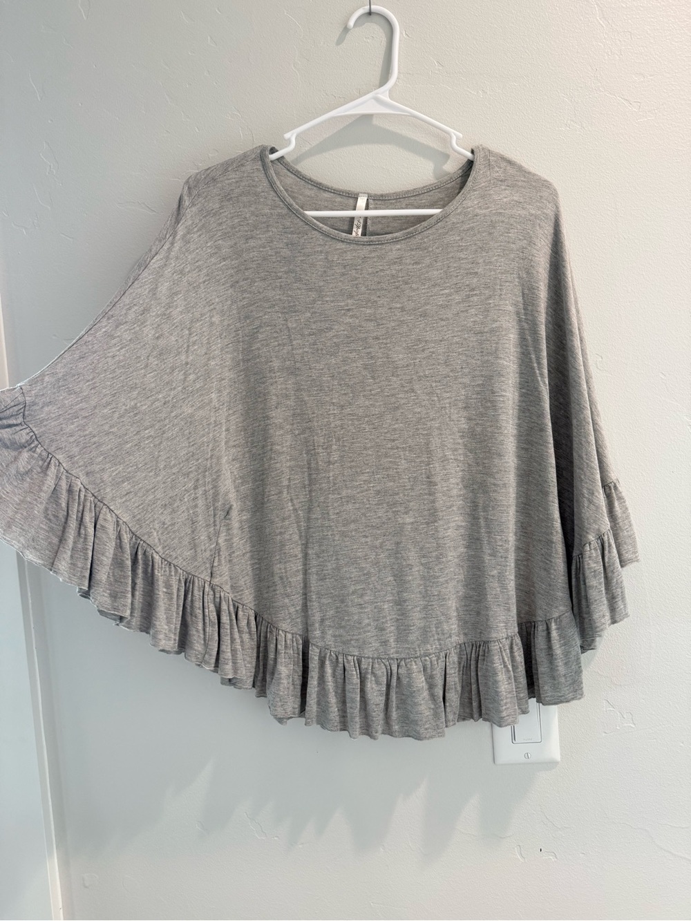 Gray Ruffle-Hem Tunic Top